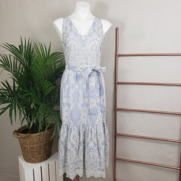 ANTONIO MELANI Dresses & Skirts - Antonio Melani Blue Eyelet Embroidered Midi Dress